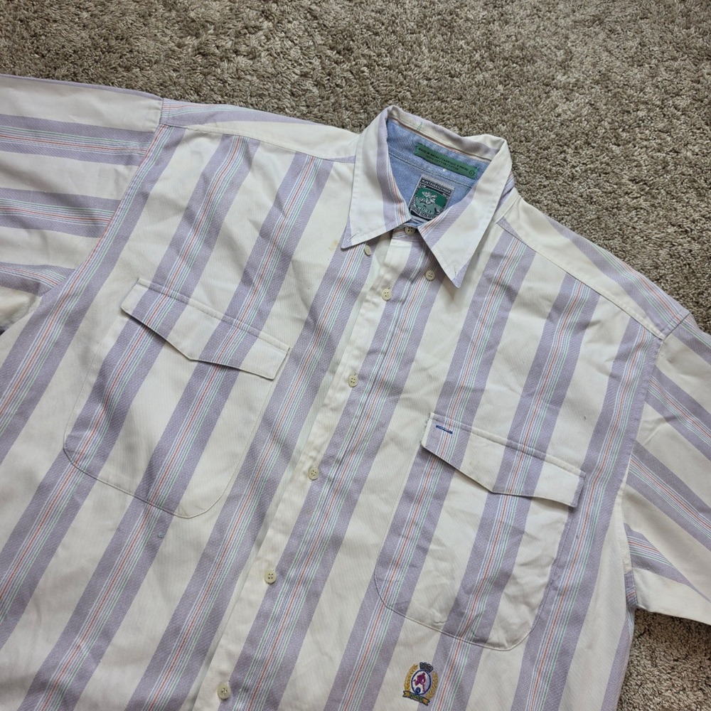 VINTAGE McIntosh & Seymour Striped Soccer Shirt Mens Large Multi Color Outdoor